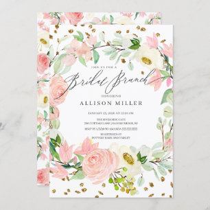 Invitación Watercolor Rubor Rosa Peonies Floral Bridal Brunch