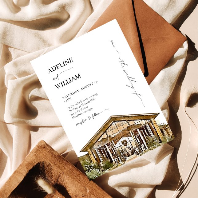 Invitación Watercolor Rustic Barn Wedding Invitation Elegant (Subido por el creador)