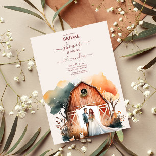 Invitación Watercolor Rústico Barn Bridal Shower