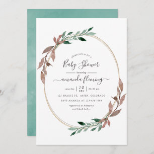 Invitación Watercolor Rústico Greenery Winter Baby Shower