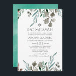 Invitación Watercolor Rústico Verdor Bat Mitzvah<br><div class="desc">La acuarela deja la invitación mitzvah de murciélago de invierno diseñada para ser rápida y fácilmente personalizada para su día especial.</div>