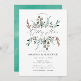 Invitación Watercolor Rústico Verdor Ducha de Boda de Inviern