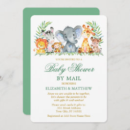 Invitación Watercolor Safari Animals Gold Shower por correo