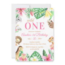 Watercolor Safari Animals Wild One 1st Birthday