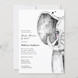 Invitación Watercolor Safari Elephant Baby Shower por correo