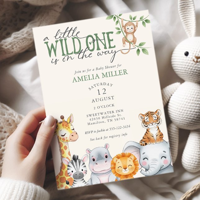 Invitación Watercolor Safari Jungle Animals Baby Shower  (Watercolor Safari Jungle Animals Baby Shower Invitation)
