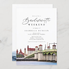 Invitación Watercolor Saint Augustine Florida Skyline Beach