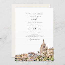 Invitación Watercolor San Miguel Boda del Skyline de la ciuda