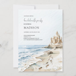 Invitación Watercolor Sand Castle Beach Bachelorette Party