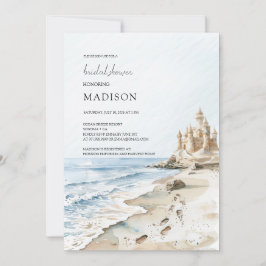 Invitación Watercolor Sand Castle Beach Shower