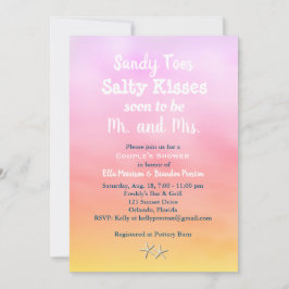 Invitación Watercolor Sandy Toes Couple's Shower Sunset