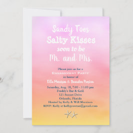 Invitación Watercolor Sandy Toes Engagement Party sunset