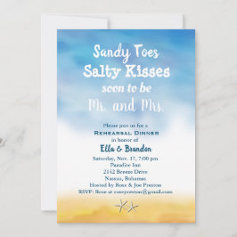 Invitación Watercolor Sandy Toques Ensayo Cena Cielo y arena