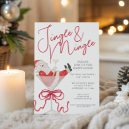 Invitación Watercolor Santa Christmas Cocktail Party