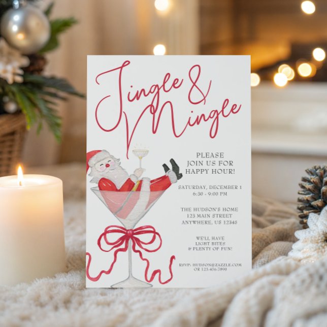 Invitación Watercolor Santa Christmas Cocktail Party (Subido por el creador)