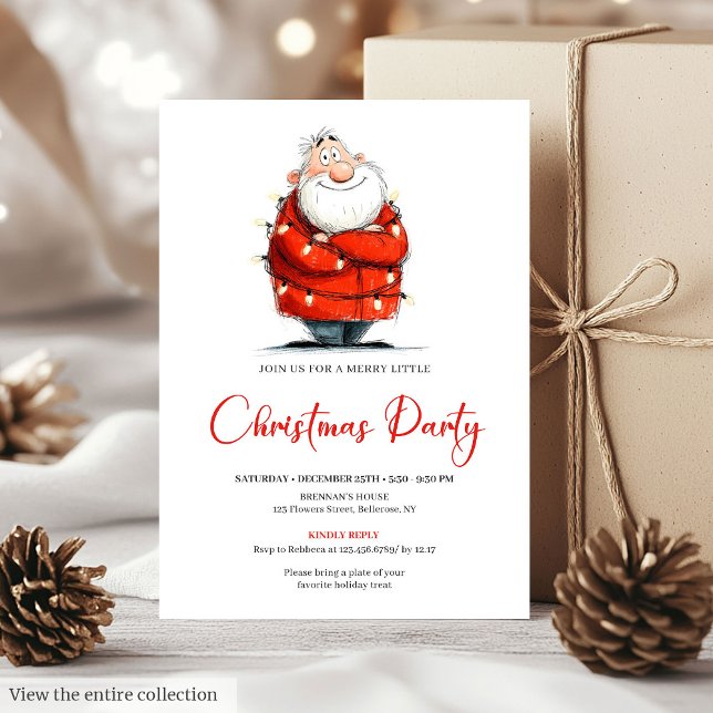 Invitación Watercolor Santa Funny Editable Christmas Party  (Watercolor Santa Funny Editable Christmas Party Invite

)