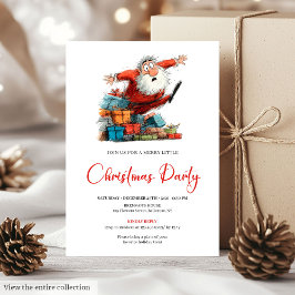 Invitación Watercolor Santa Quirky Funny Holiday Party Invite