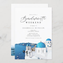 Invitación Watercolor Santorini Grecia Skyline Ocean Tropical