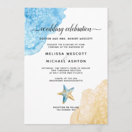 Invitación Watercolor Sea + Sand Modern Beach Event Boda