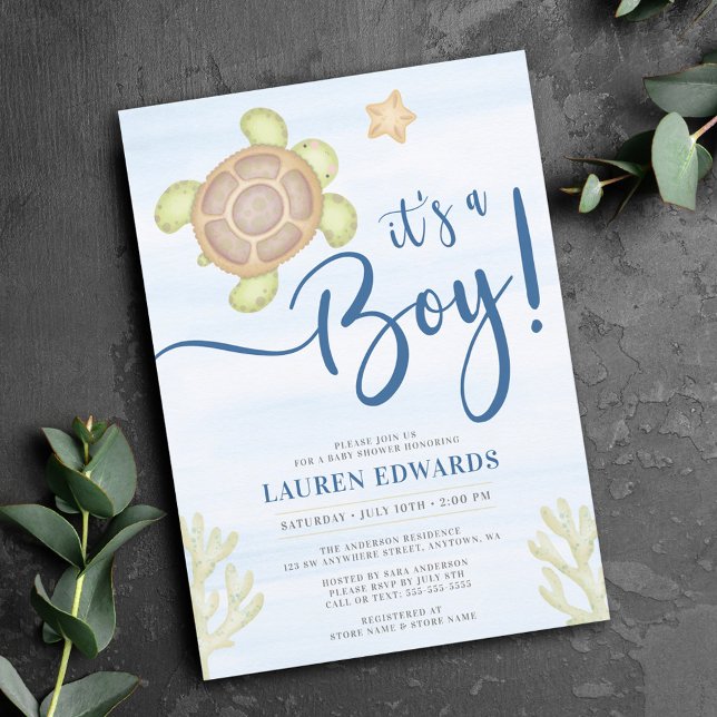 Invitación Watercolor Sea Turco Boy Baby Shower (Subido por el creador)