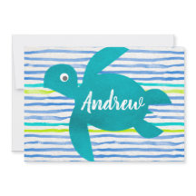 Watercolor Sea Turtle Shibori Stripe