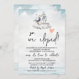 Invitación Watercolor Seagulls Beach Wedding Elopement