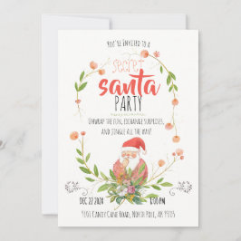 Invitación Watercolor Secret Santa Wreath Christmas
