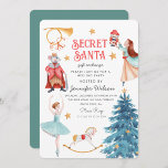 Invitación Watercolor Secreto Santa Nutcracker Ballerina<br><div class="desc">Navidades de acuarela Invitación de fiesta caprichosa</div>