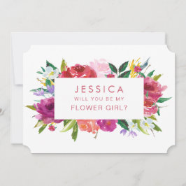 Invitación Watercolor Serás Mi Petición De Chica Flora