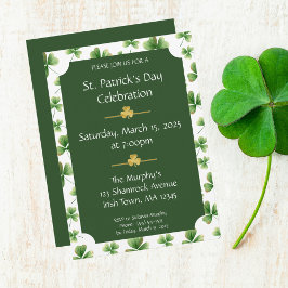 Invitación Watercolor Shamrock St. Patrick's Day Fiesta