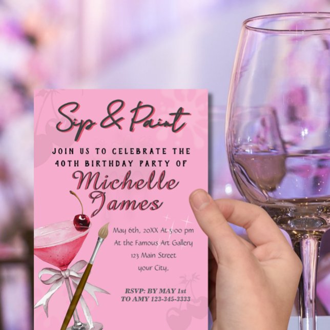 Invitación Watercolor Sip y Paint Art Cumpleaños (Subido por el creador)