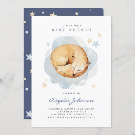 Invitación Watercolor Sleeping Baby Fox Baby Brunch