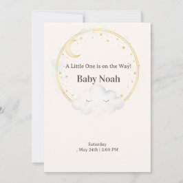 Invitación Watercolor Sleeping Cloud Baby Shower Invitation M