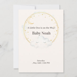 Invitación Watercolor Sleeping Cloud Baby Shower Invitation M