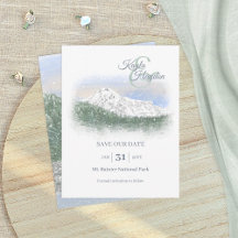 Watercolor, Snowy Mountain, Winter Wedding