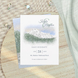 Invitación Watercolor, Snowy Mountain, Winter Wedding