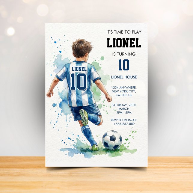 Invitación Watercolor Soccer Boy's Birthday Party Invitation (Subido por el creador)