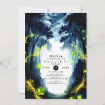 Watercolor Sparkle Woodland Birday