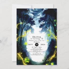 Invitación Watercolor Sparkle Woodland Birday