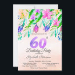 Invitación Watercolor Spring Flowers 60th Birthday<br><div class="desc">Flores acuáticas coloridas de primavera.</div>