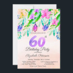 Invitación Watercolor Spring Flowers 60th Birthday<br><div class="desc">Flores acuáticas coloridas de primavera.</div>
