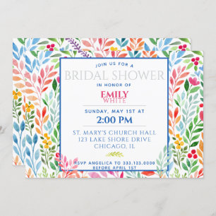 Invitación Watercolor Spring Flowers Boda Bridal Shower