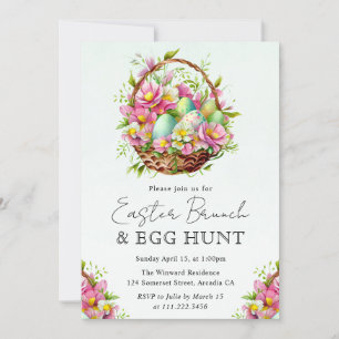 Invitación Watercolor Spring Flowers Easter Basket Brunch