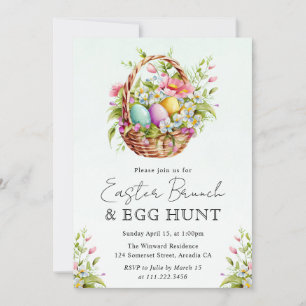 Invitación Watercolor Spring Flowers Easter Basket Brunch