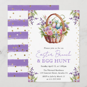 Invitación Watercolor Spring Flowers Easter Basket Brunch