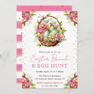 Invitación Watercolor Spring Flowers Easter Basket Brunch