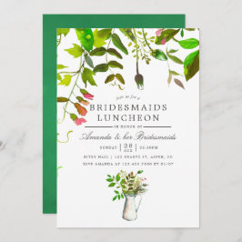 Invitación Watercolor Spring Foliage Bridesmaids Luncheon