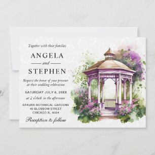 Invitación Watercolor Spring Garden Gazebo Boda