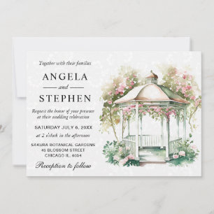 Invitación Watercolor Spring Garden Gazebo Boda