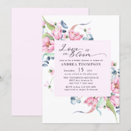 Invitación Watercolor Spring Pink Floral Bridal Shower